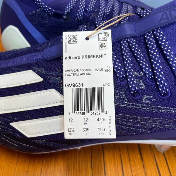 Adidas Adizero PrimeKnit Purple White Football Cleats Mens Size 12.5 NEW